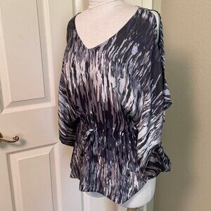 Express Silver-Gray Caftan Cold-Shoulder Blouse M